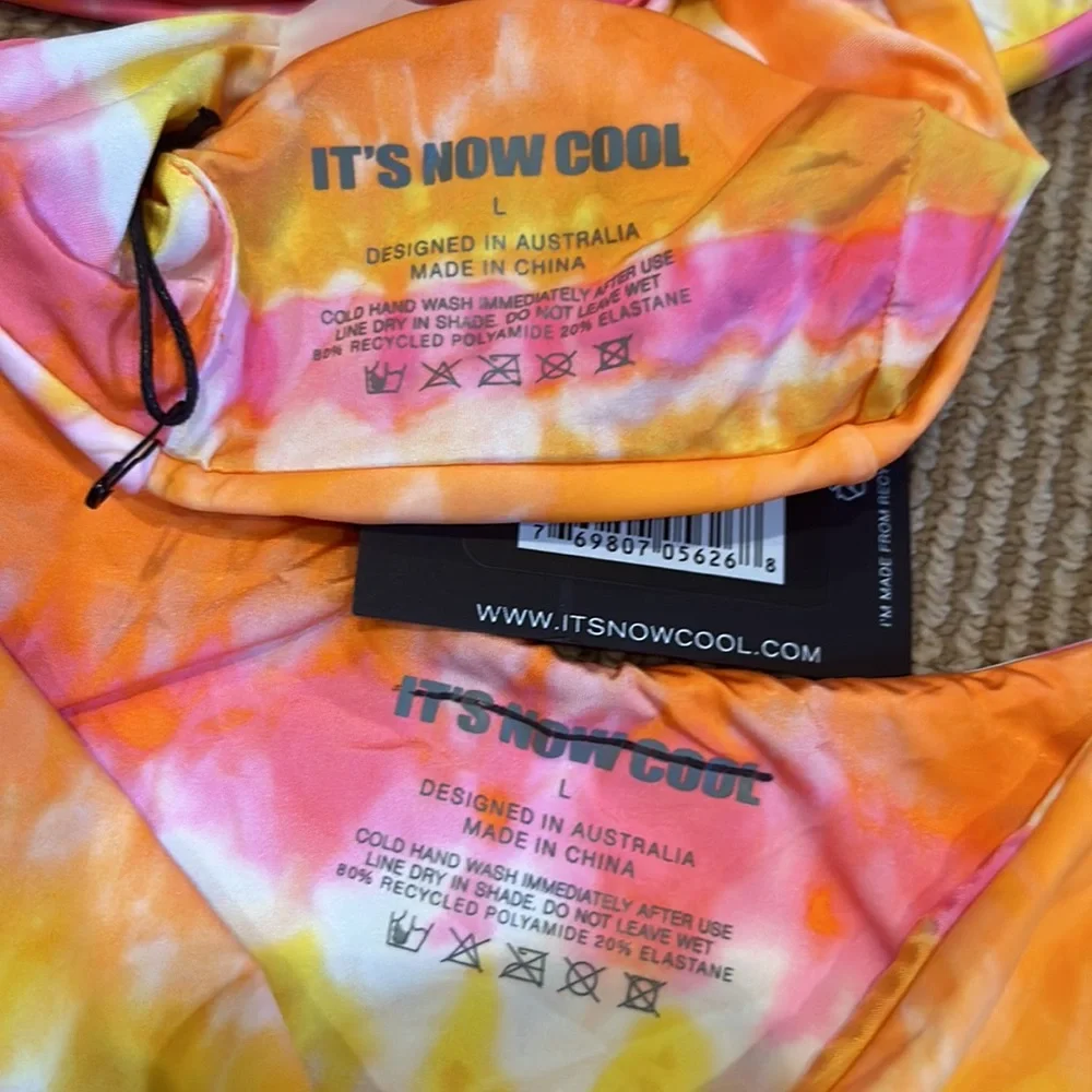 NWT FP x ITS NOW COOL tequila sunrise Tie-Dye Bikini Set size large